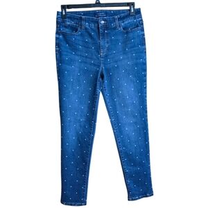 Talbots Factory Simply Flattering 5 Pocket Polka Dot Ankle Jeans Medium Wash 10